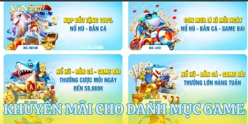 Danh mục khuyến mãi VIN777 cho từng trò chơi