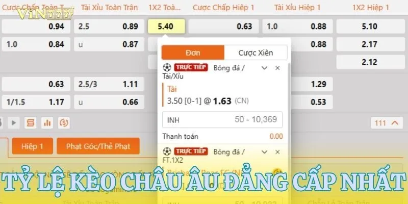 Kèo 1×2 đẳng cấp tại các giải đấu hàng đầu