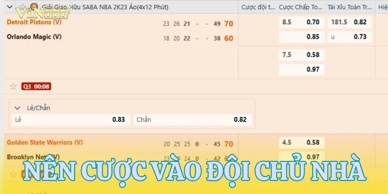 Mẹo cược chấp bóng rổ bằng cách đặt cược vào đội chủ nhà