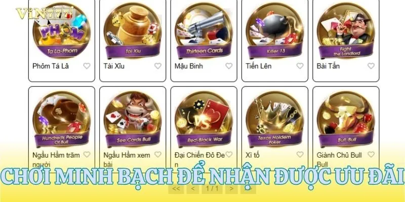 Nên chơi một cách trung thực để được nhận khuyến mãi VIN777